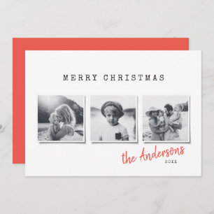 Modern minimal Christmas multi photo Holiday Card