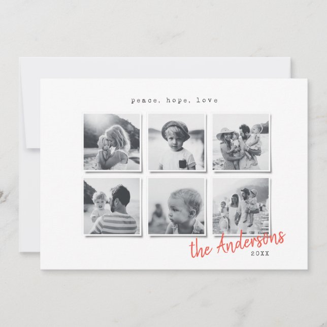 Modern minimal Christmas multi photo Holiday Card (Front)