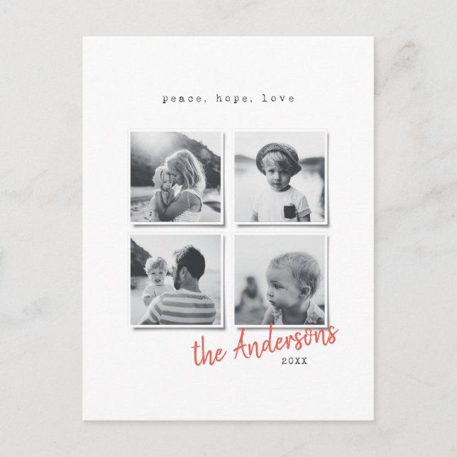 Modern minimal Christmas photo Holiday Postcard (Front)