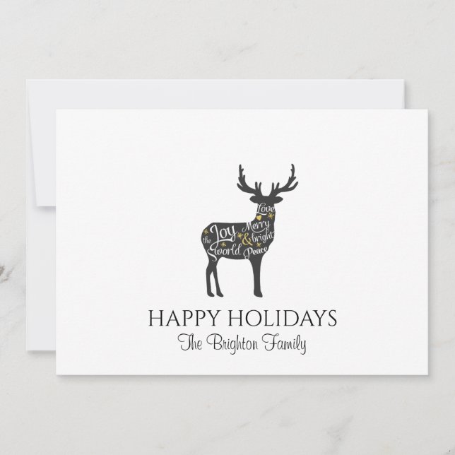 Modern Minimal Christmas Reindeer Holiday Card (Front)