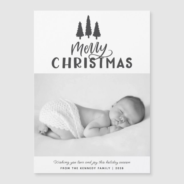 Modern Minimal Christmas Rustic 1 Photo Holiday  C (Front)