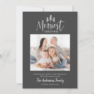 Modern minimal Christmas rustic forest photo Holiday Card