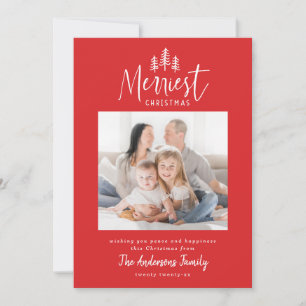 Modern minimal Christmas rustic forest photo Holiday Card