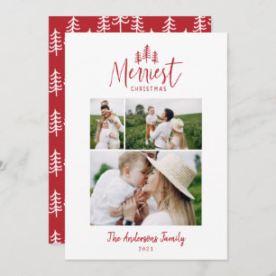 Modern minimal Christmas rustic multi photo Holiday Card