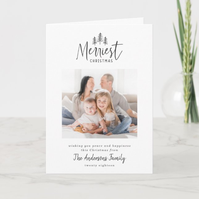 Modern minimal Christmas rustic one photo holiday (Front)