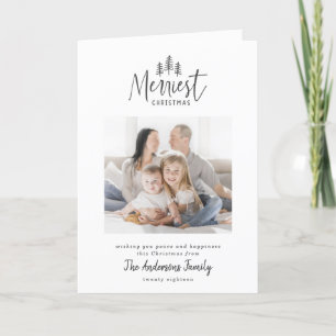 Modern minimal Christmas rustic one photo holiday