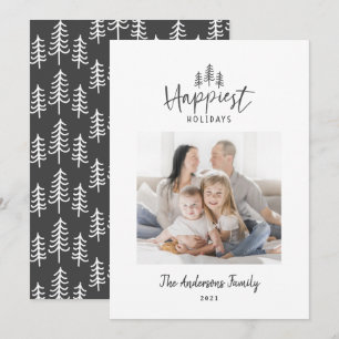 Modern minimal Christmas rustic photo Holiday Card