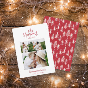 Modern minimal Christmas rustic photo Holiday Card