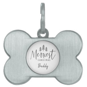Modern minimal Christmas rustic typography  Pet ID Tag
