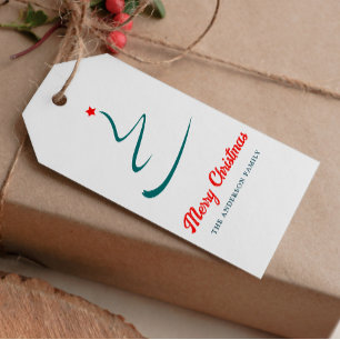 Modern Minimal Christmas Tree Merry Christmas Gift Tags