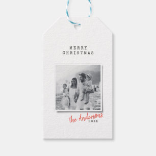 Modern minimal Christmas vintage indie photo  Gift Tags