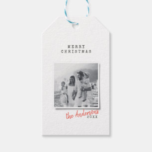 Modern minimal Christmas vintage indie photo  Gift Tags