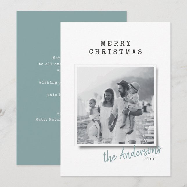 Modern minimal Christmas vintage indie photo Holiday Card (Front/Back)