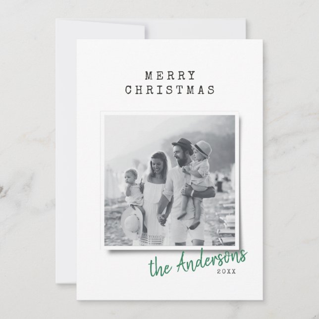 Modern minimal Christmas vintage indie photo Holiday Card (Front)