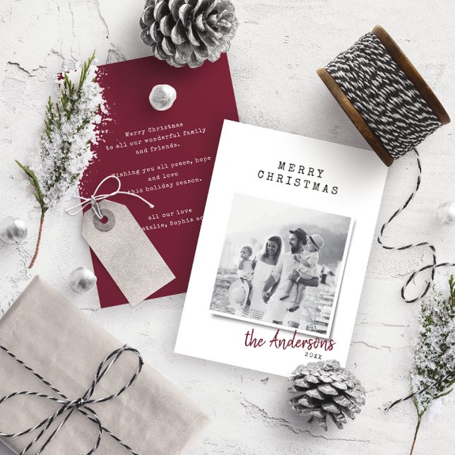 Modern minimal Christmas vintage indie photo Holiday Card (Creator Uploaded)