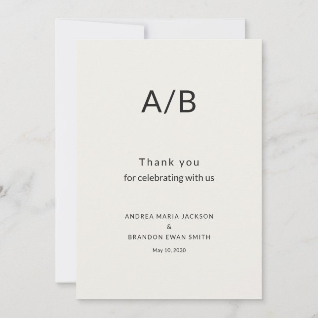 Modern Minimal City Hall Wedding Thank You Card (Front)