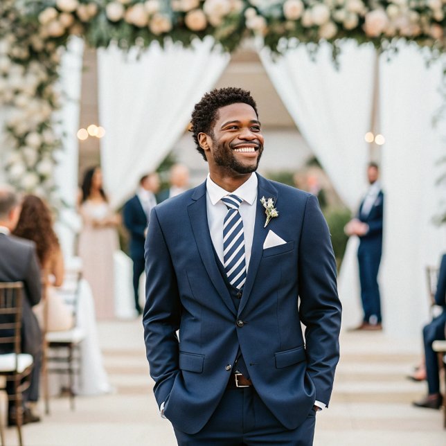 Modern Minimal Classic Formal Blue White Stripes Tie (Creator Uploaded)