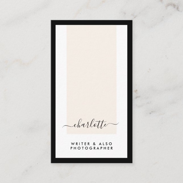 Modern Minimal Clean Elegant Calligraphy Vertical Business Card (Front)
