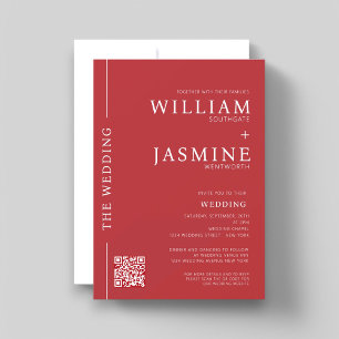 Modern Minimal  clean QR Code All-In-One wedding Invitation