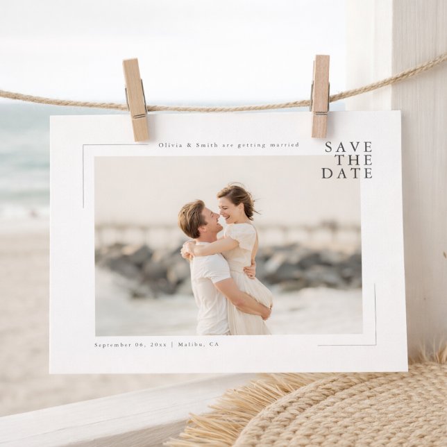 Modern Minimal Coastal Photo Wedding Save the Date (Creator Uploaded)