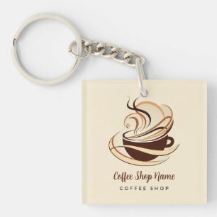 Modern Minimal Coffee Shop professional shop Key Ring