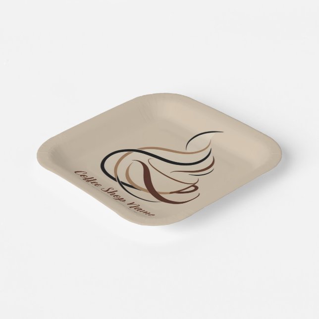 Modern Minimal Coffee Shop professional  shop Paper Plate (Angled)