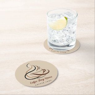 Modern Minimal Coffee Shop professional shop Round Paper Coaster