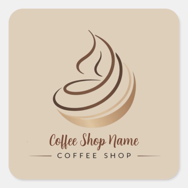 Modern Minimal Coffee Shop professional  shop Square Sticker (Front)