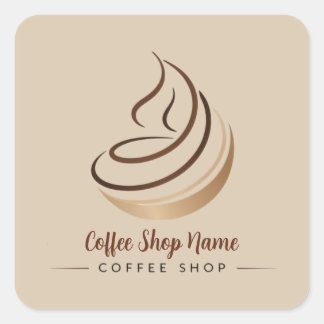 Modern Minimal Coffee Shop professional shop Square Sticker