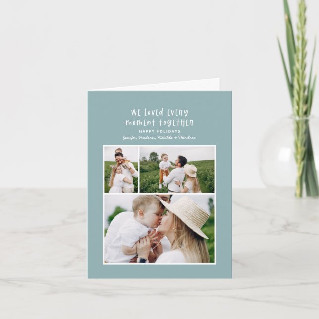 Modern minimal colorful family Christmas photo Holiday Card (Front)