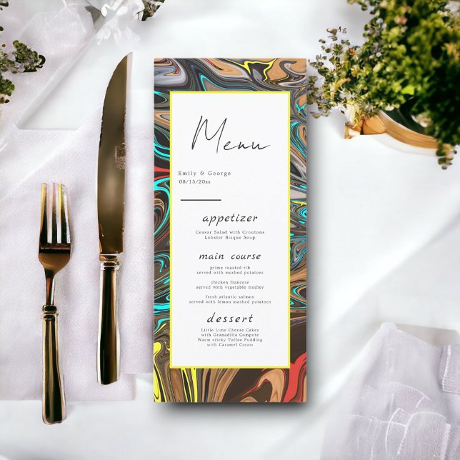 Modern Minimal Colourful Artistic Abstract Wedding Menu (Creator Uploaded)