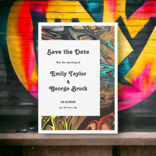 Modern Minimal Colourful Artistic Abstract Wedding Save The Date