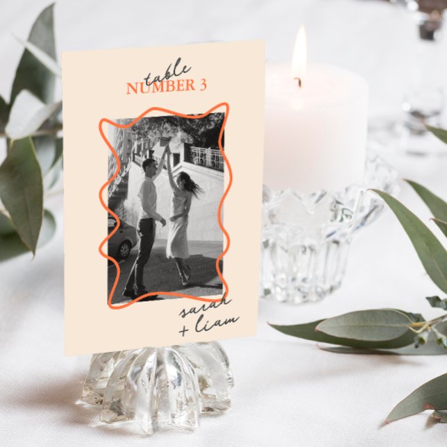 Modern Minimal Colourful Beige | Table Number Card (Creator Uploaded)