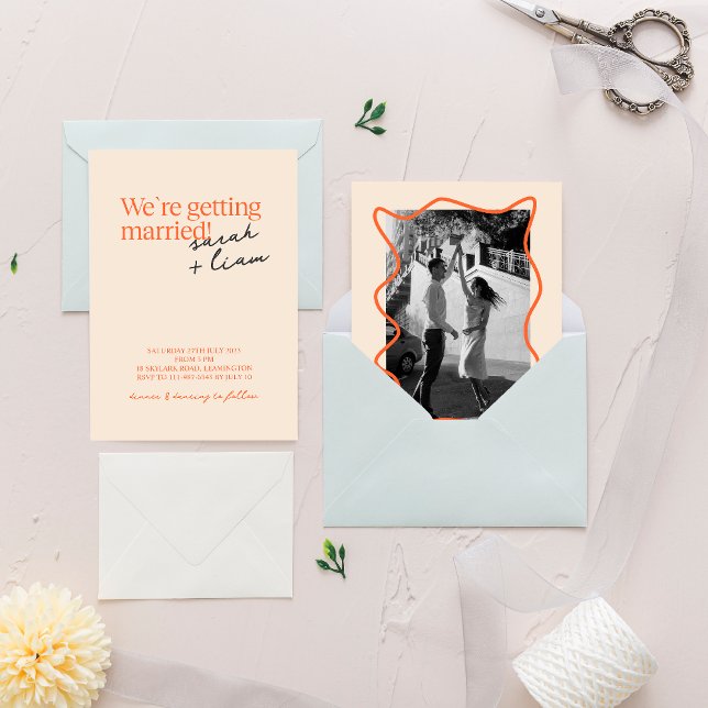 Modern Minimal Colourful | Beige Wedding Invitation (Creator Uploaded)