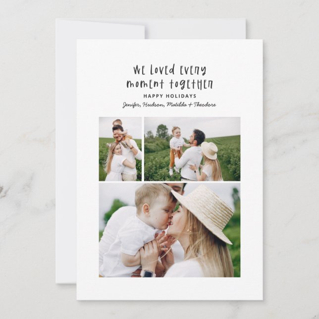 Modern minimal colourful family Christmas photo Holiday Card (Front)