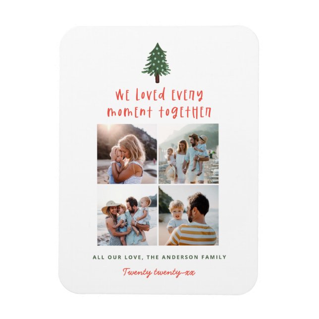 modern minimal colourful family christmas photo magnet (Vertical)