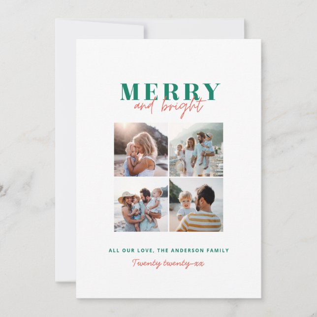 Modern minimal colourful fun Christmas photo Holiday Card (Front)