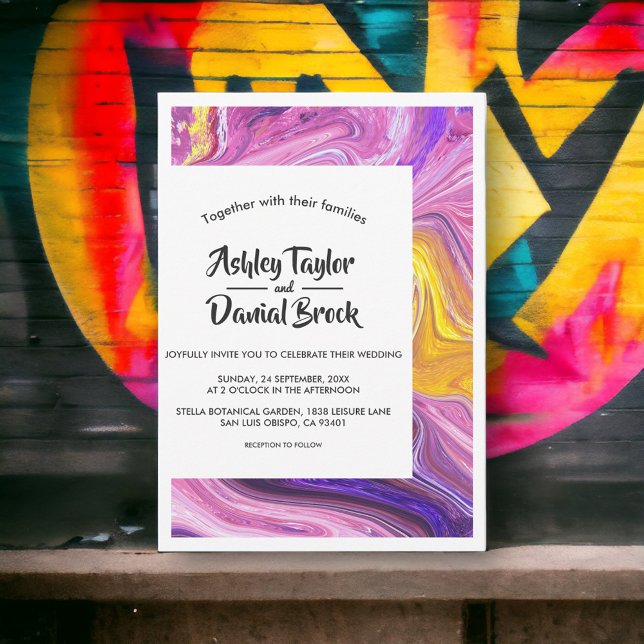 Modern Minimal Colourful Galaxy Abstract Wedding Invitation (Creator Uploaded)
