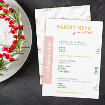 Modern Minimal Colourful Menu Bakery Price List
