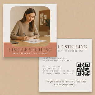 Modern Minimal Company Name Business Photo Square Business Card