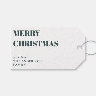 Modern Minimal Contemporary Green Merry Christmas Gift Tags