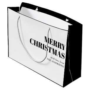 Modern Minimal Contemporary Merry Christmas Large Gift Bag