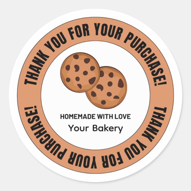 Modern Minimal Cookie Thank You for Your Order Classic Round Sticker (Front)