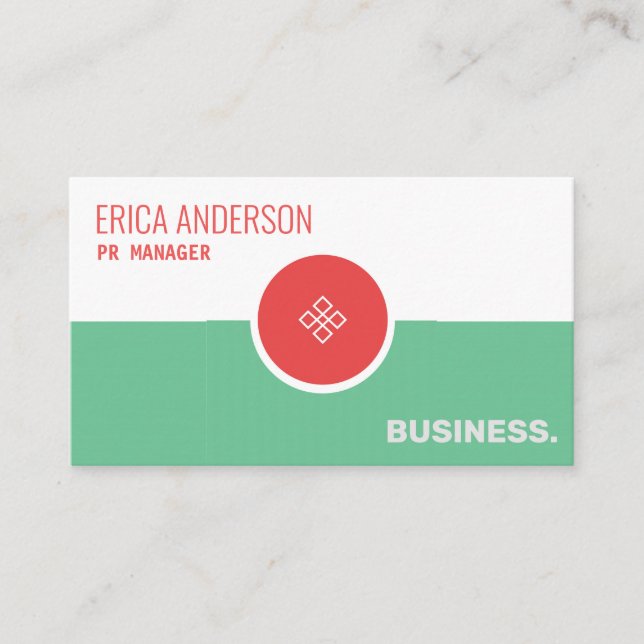 Modern minimal coral and mint manager business card (Front)