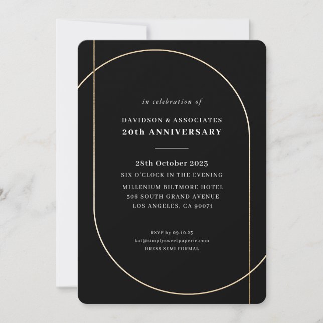 MODERN MINIMAL corporate event gold black white Invitation (Front)