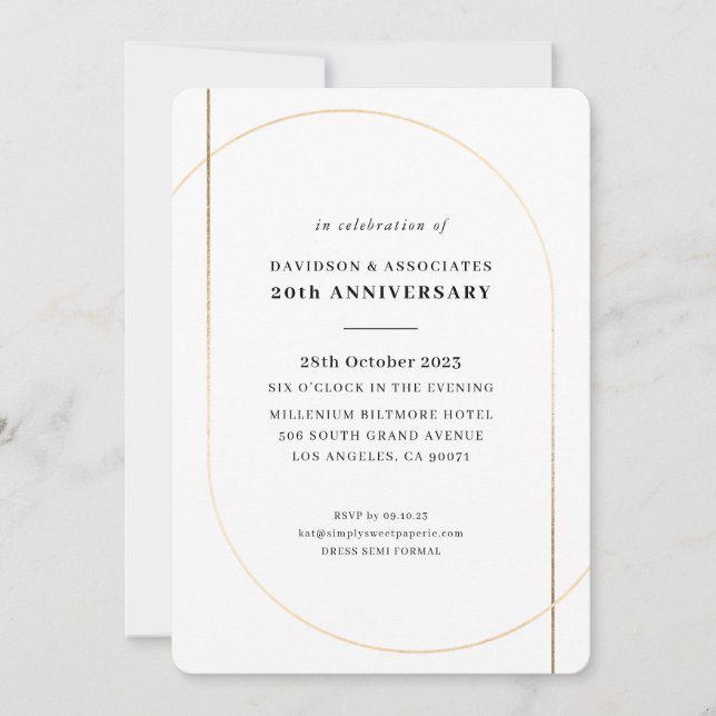 MODERN MINIMAL corporate event gold white black Invitation (Front)