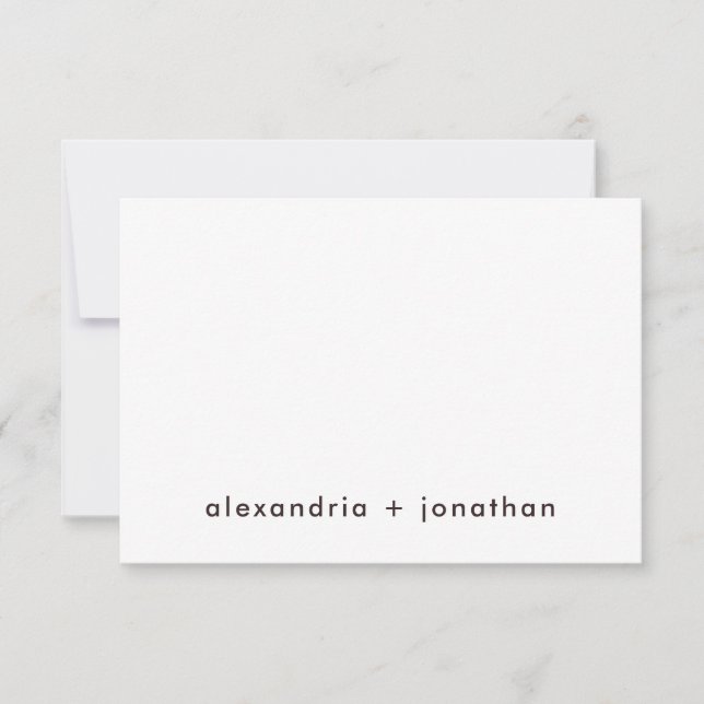 Modern Minimal Couple's Thank You Note Card (Front)
