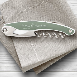 Modern Minimal Couple's Wedding Date Eucalyptus Corkscrew