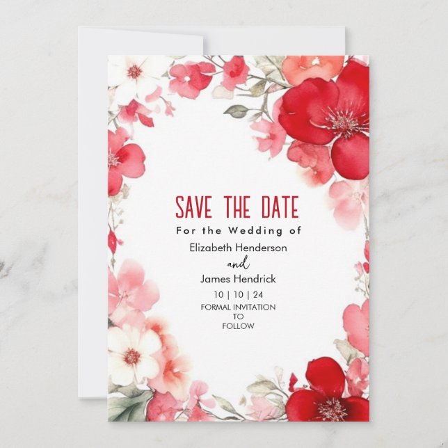 Modern Minimal Crimson Red Digital Wedding Invitation (Front)