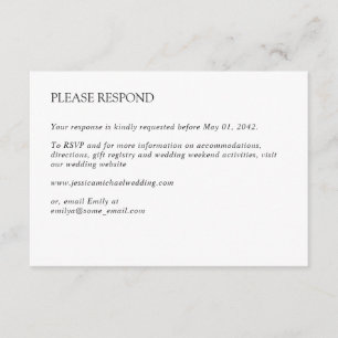Modern Minimal Crisp White Wedding RSVP Card